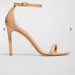Stuart Weitzman Nudistcurve Patent Ankle-Strap Sandals